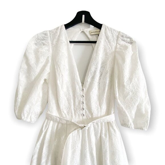 NWT Nicholas White Floral Embroidery Midi Dress, Size 2 - Picture 8 of 15